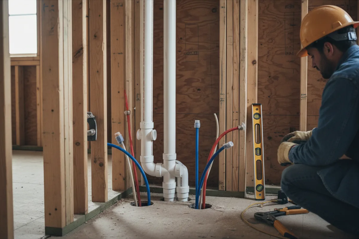 Drain and supply rough-in during Drain Cleaning in Clearville