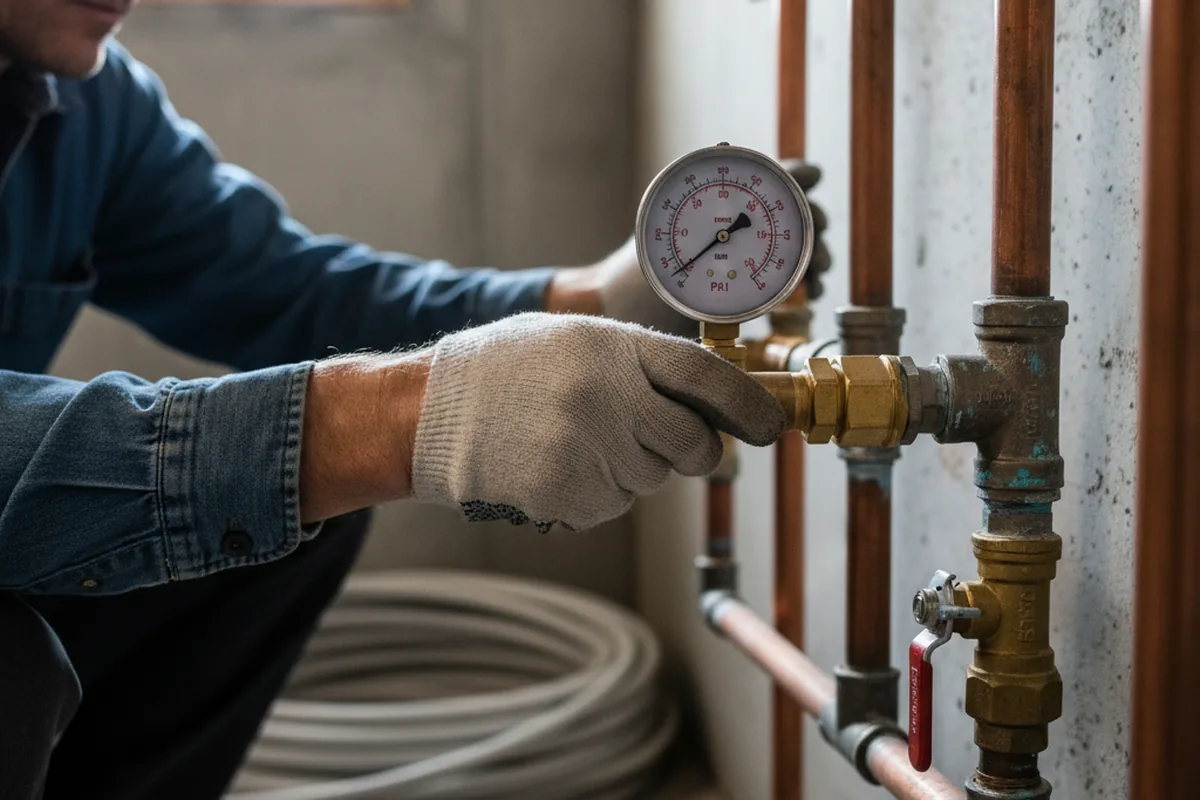 Pressure testing a repaired line during Water Line Repair in Clearville